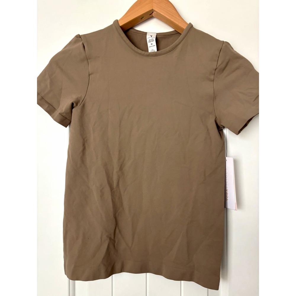 Yogalicious Women's Brown skin Crew Neck Logan Stretch M yoga gym athletic